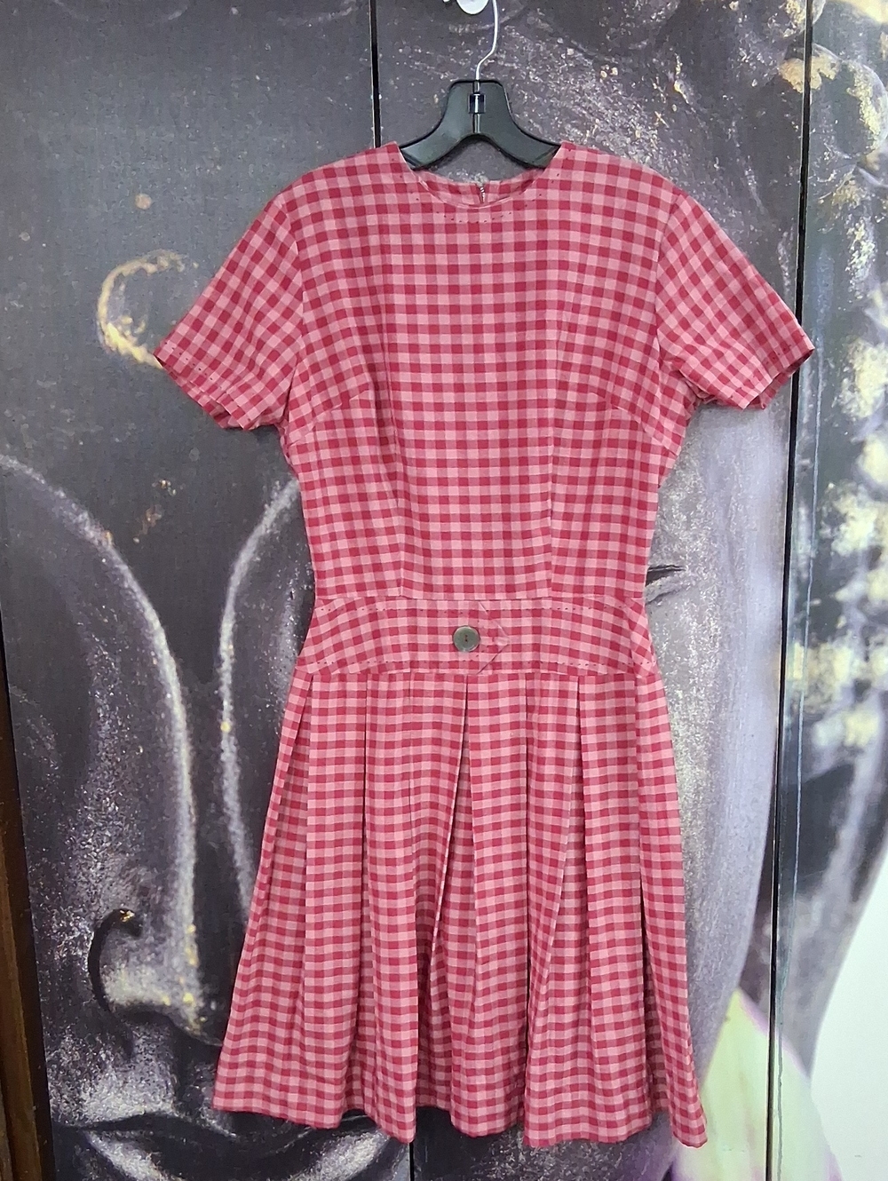 Sherri Classics  Pink and Red Gingham Short Sleeve Dress Vintage 60's